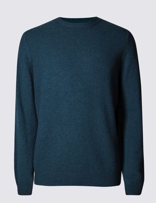 Pure Lambswool Striped Crew Neck Jumper